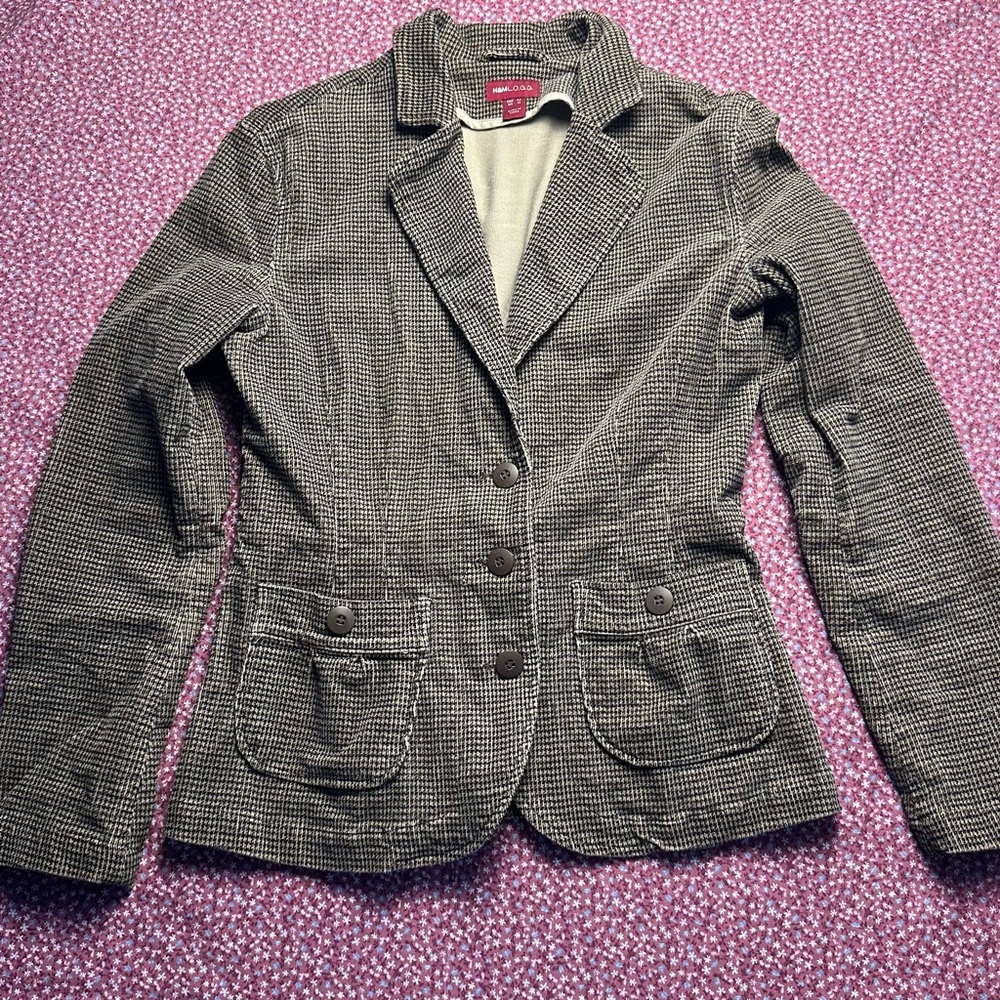H&M Black and White Checkered Blazer